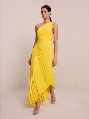 A.L.C. Delfina Dress one-shoulder pleated gown side cutout